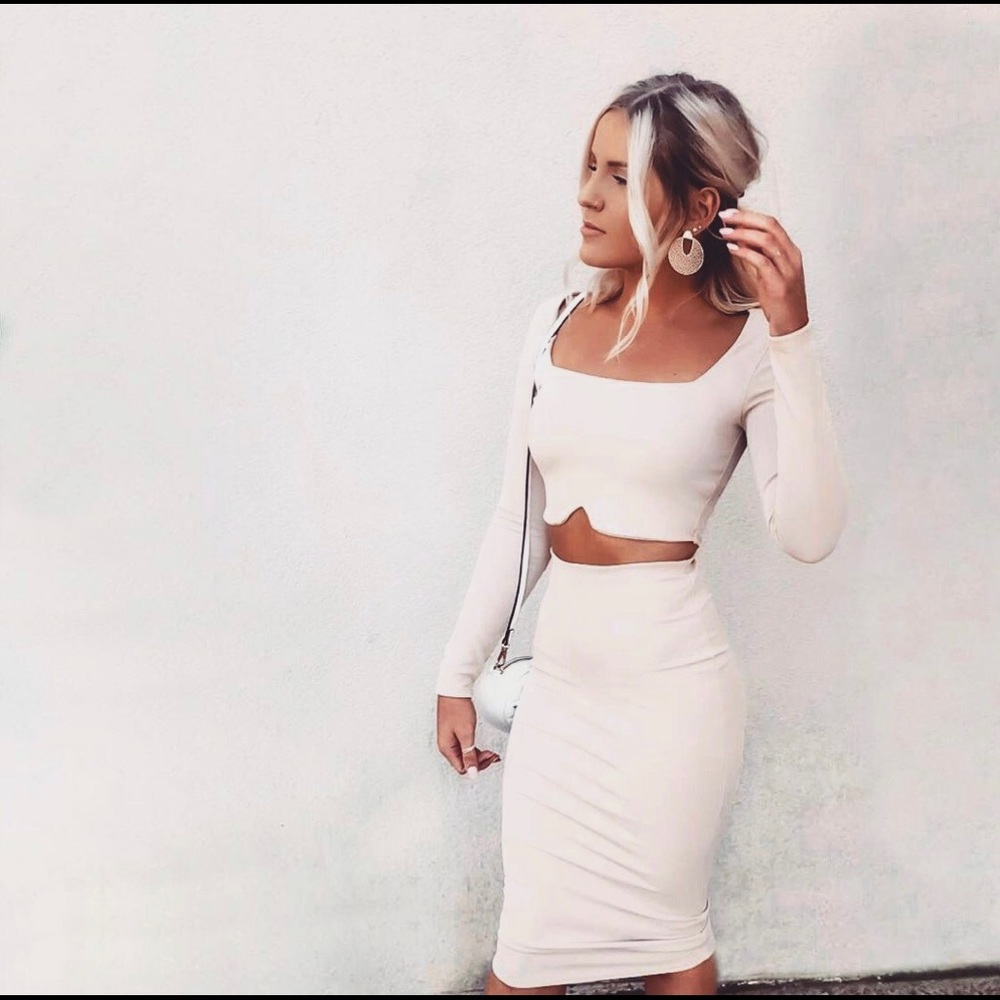 Nude fashion nova two piece set